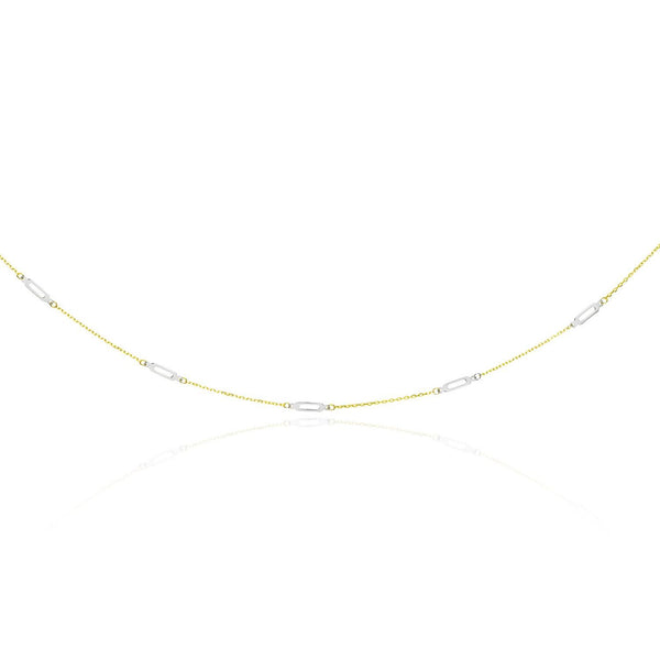 14k Two-Tone Gold Long Open Oval Station Chain Necklace